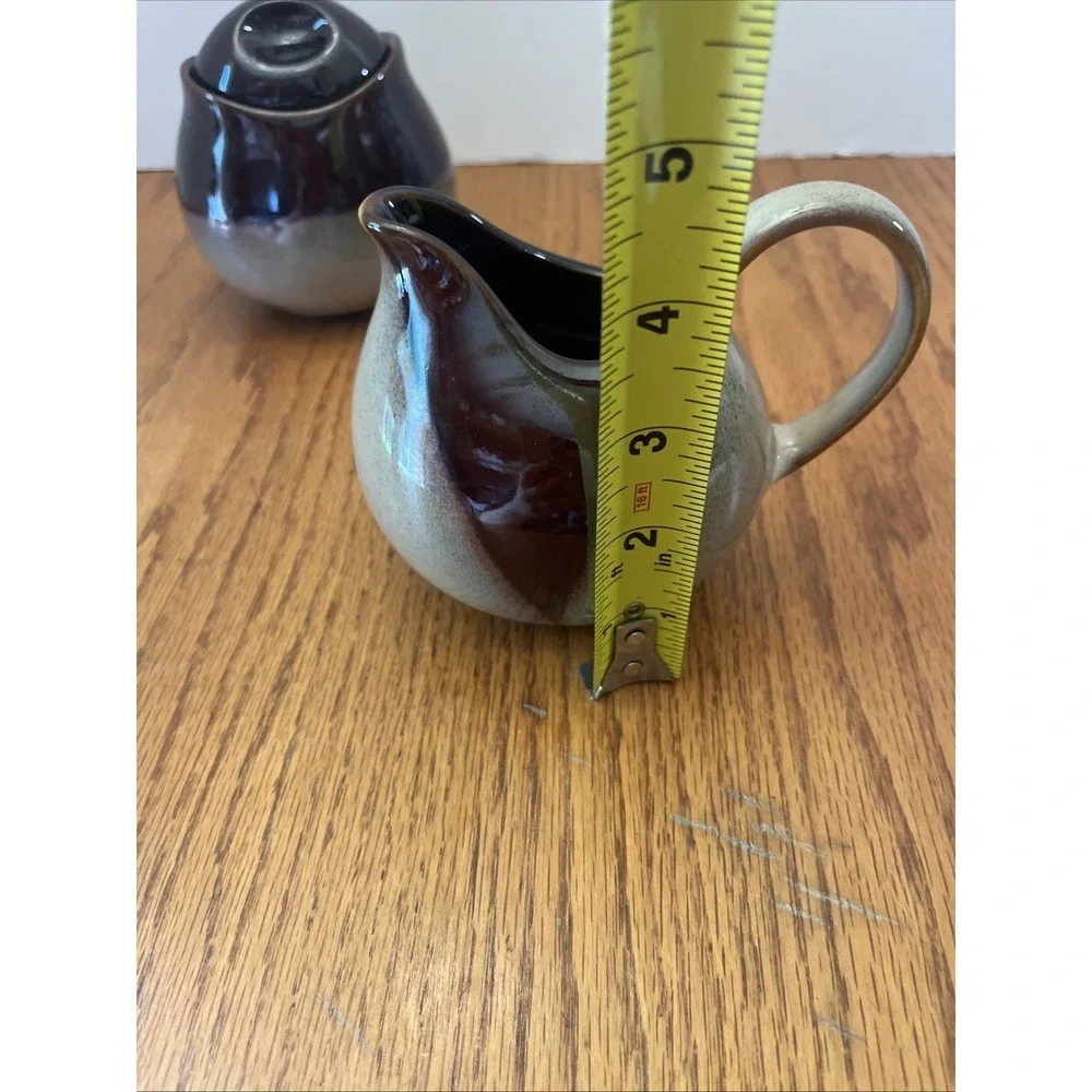 Sango Nova Brown Drip Glaze 4933 Sugar Bowl with Lid‎ and Creamer